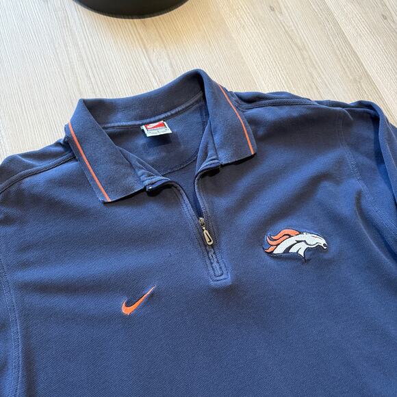 Men's Vintage 90's Nike Denver Broncos 1/4 Zip Pullover Long Sleeve Shirt Sz L - Picture 7 of 7